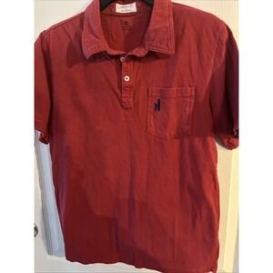 Johnnie O‎ Polo Shirt Boys Size 12 Red Logo Solid West Coast Prep Pocket Soft